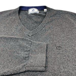 Southern Tide Charcoal‎ Gray 100% Cotton V-Neck Pullover Sweater